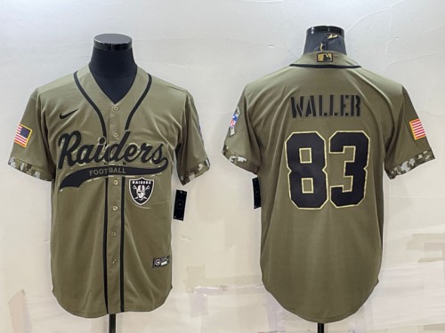 Men's Las Vegas Raiders #83 Darren Waller 2022 Olive Salute To Service Cool Base Stitched Baseball Jersey